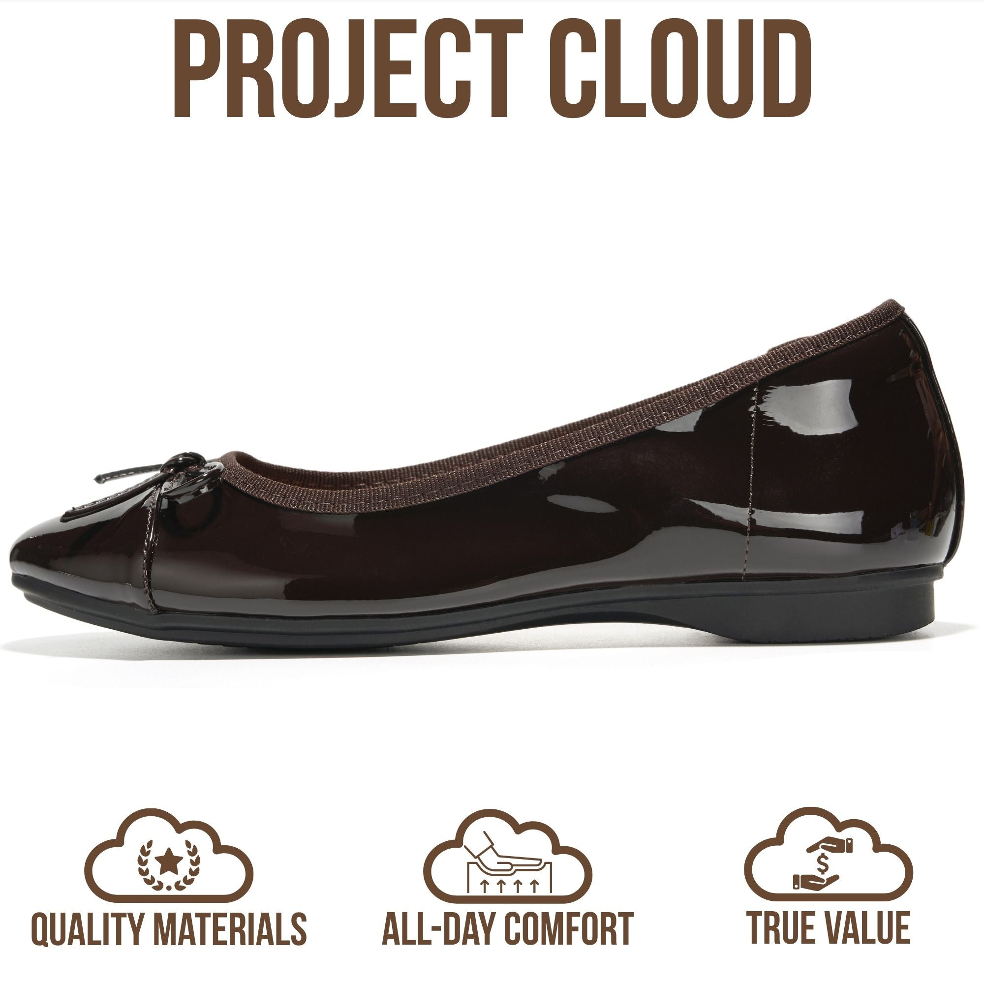 Project Cloud Women's | Genuine Leather Insole Womens Ballet Flats | Memory Foam | Lightweight | Non-Slip - Ashley