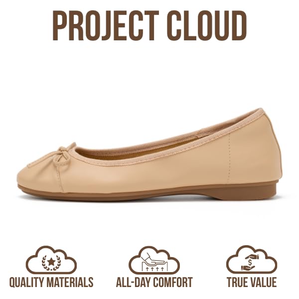 Project Cloud Women's | 100% Genuine Leather Womens Ballet Flats | Memory Foam | Lightweight | Non-Slip - Ashley - Project Cloud - Sandals -Shop Project Cloud premium footwear Now!