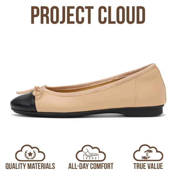 Project Cloud Women's | 100% Genuine Leather Womens Ballet Flats | Memory Foam | Lightweight | Non-Slip - Ashley - Project Cloud - Sandals -Shop Project Cloud premium footwear Now!
