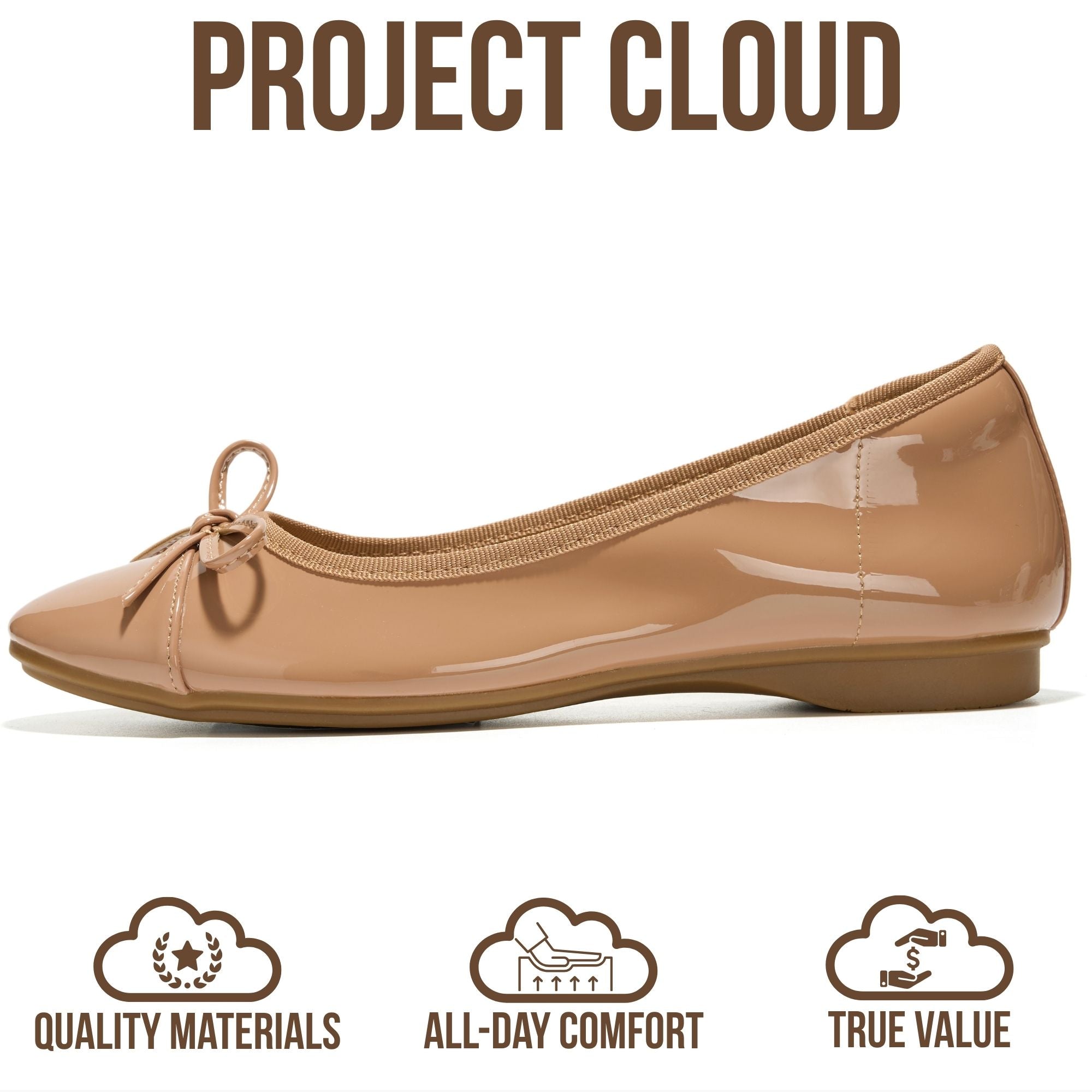 Project Cloud Women's | Genuine Leather Insole Womens Ballet Flats | Memory Foam | Lightweight | Non-Slip - Ashley