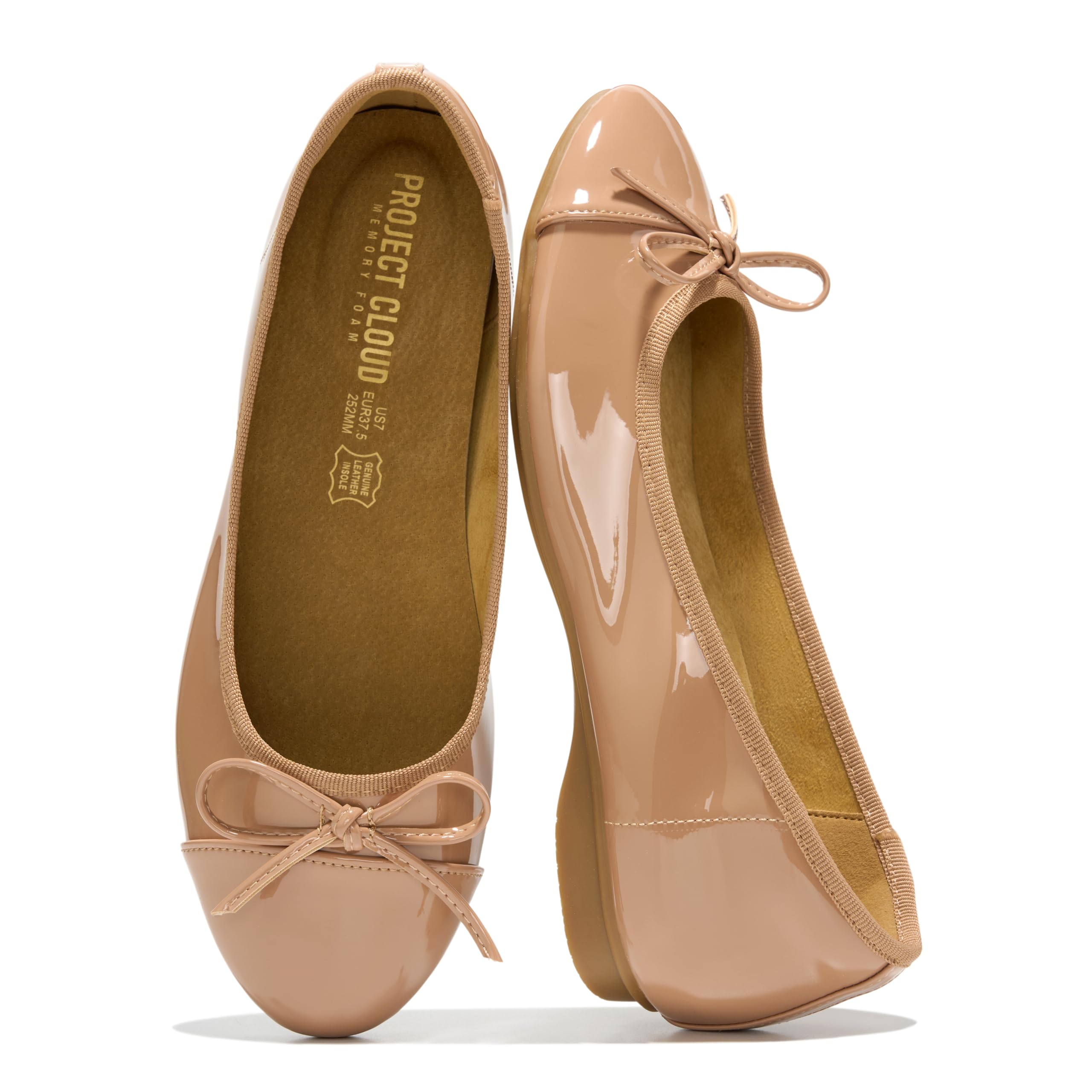 Project Cloud Women's | Genuine Leather Insole Womens Ballet Flats | Memory Foam | Lightweight | Non-Slip - Ashley