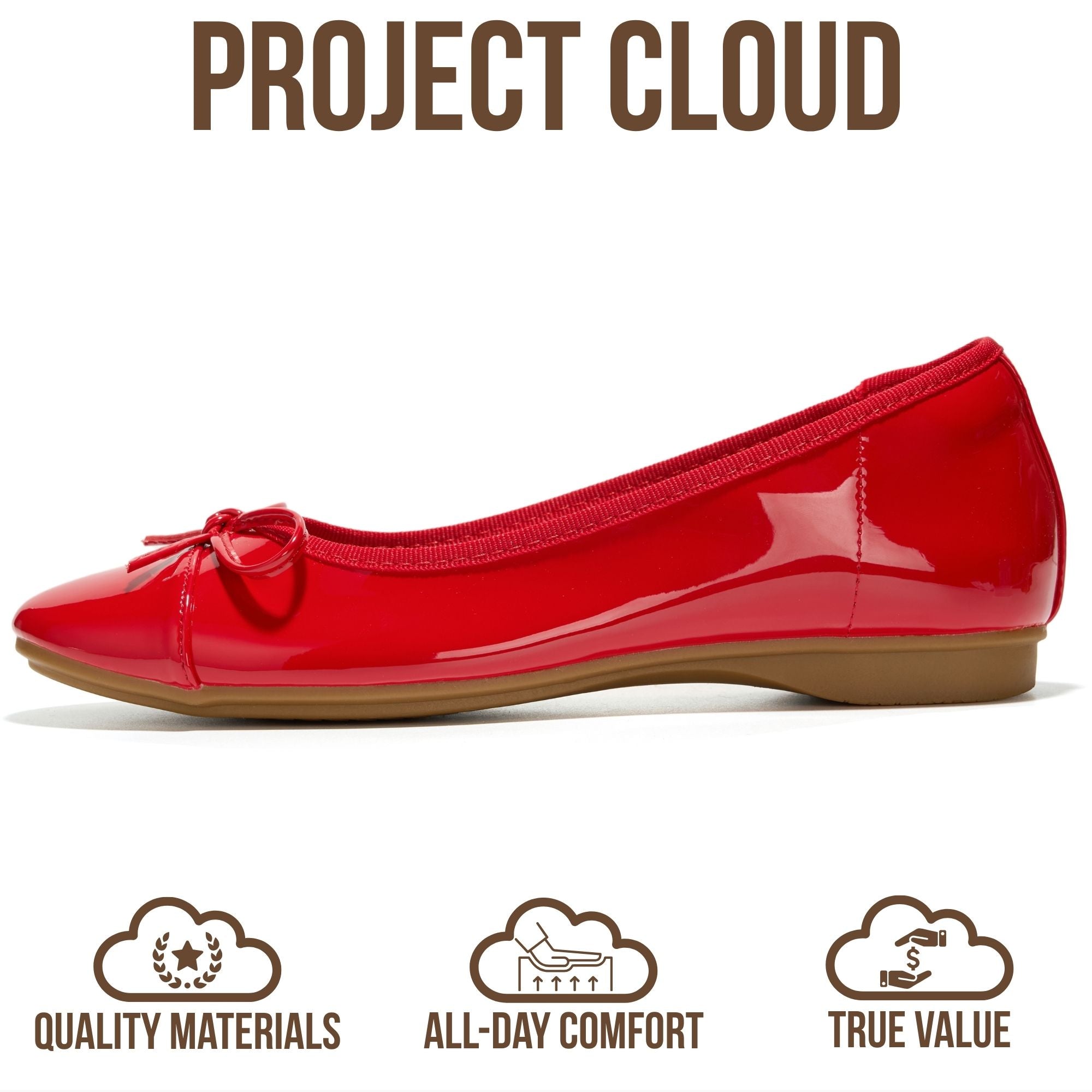 Project Cloud Women's | Genuine Leather Insole Womens Ballet Flats | Memory Foam | Lightweight | Non-Slip - Ashley