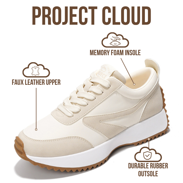 Project Cloud | "Balinda" Fashion Sneakers for Women | Lace-Up | Memory Foam | Lightweight | Non-Slip