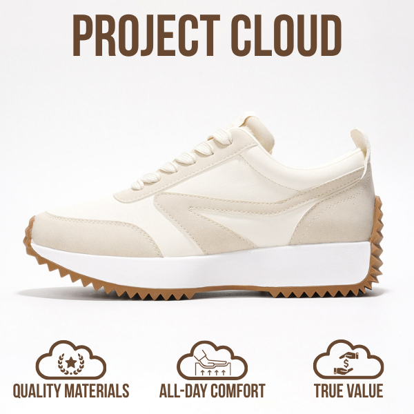 Project Cloud | "Balinda" Fashion Sneakers for Women | Lace-Up | Memory Foam | Lightweight | Non-Slip