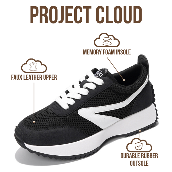 Project Cloud | "Balinda" Fashion Sneakers for Women | Lace-Up | Memory Foam | Lightweight | Non-Slip