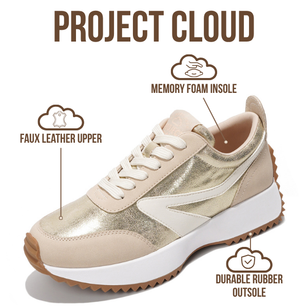 Project Cloud | "Balinda" Fashion Sneakers for Women | Lace-Up | Memory Foam | Lightweight | Non-Slip