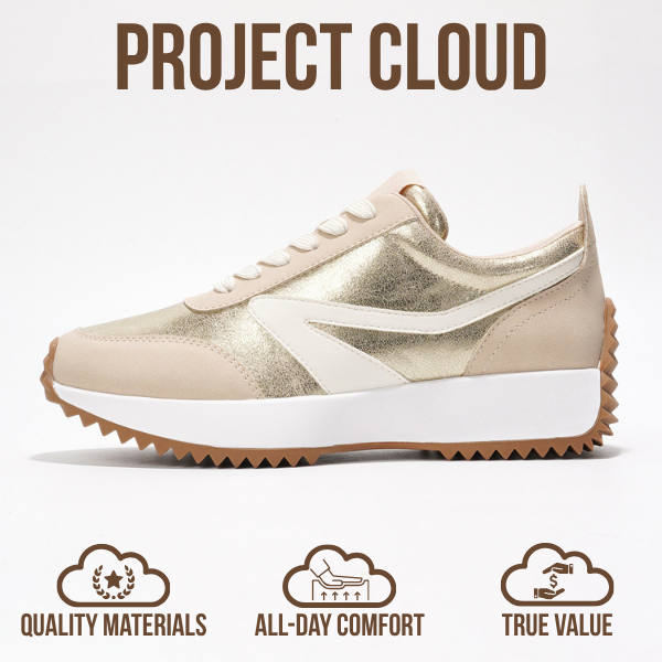 Project Cloud | "Balinda" Fashion Sneakers for Women | Lace-Up | Memory Foam | Lightweight | Non-Slip