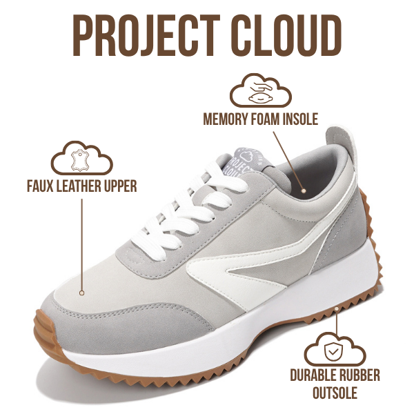 Project Cloud | "Balinda" Fashion Sneakers for Women | Lace-Up | Memory Foam | Lightweight | Non-Slip