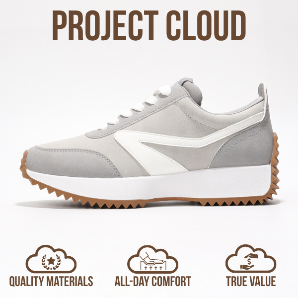 Project Cloud | "Balinda" Fashion Sneakers for Women | Lace-Up | Memory Foam | Lightweight | Non-Slip
