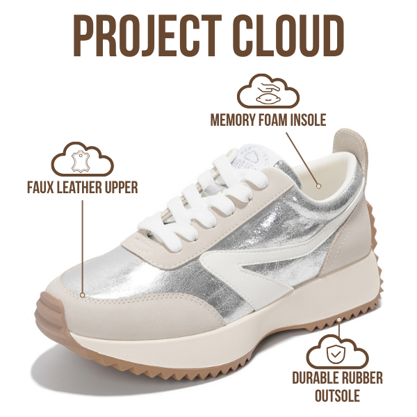 Project Cloud | "Balinda" Fashion Sneakers for Women | Lace-Up | Memory Foam | Lightweight | Non-Slip