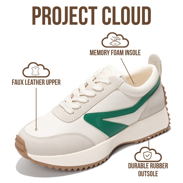 Project Cloud | "Balinda" Fashion Sneakers for Women | Lace-Up | Memory Foam | Lightweight | Non-Slip