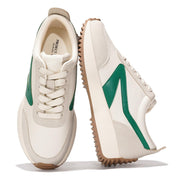 Balinda Women's Sneakers, featuring Project Memory Foam and a green accent design. Stylish women's lace-up sneakers.