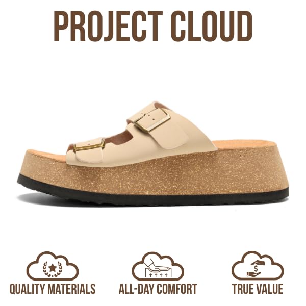 Project Cloud Women's | 100% Genuine Leather Platform Sandals for Women | Plush & Soft Insole | Lightweight | Non-Slip - Barcelona - Project Cloud - Sandals -Shop Project Cloud premium footwear Now!