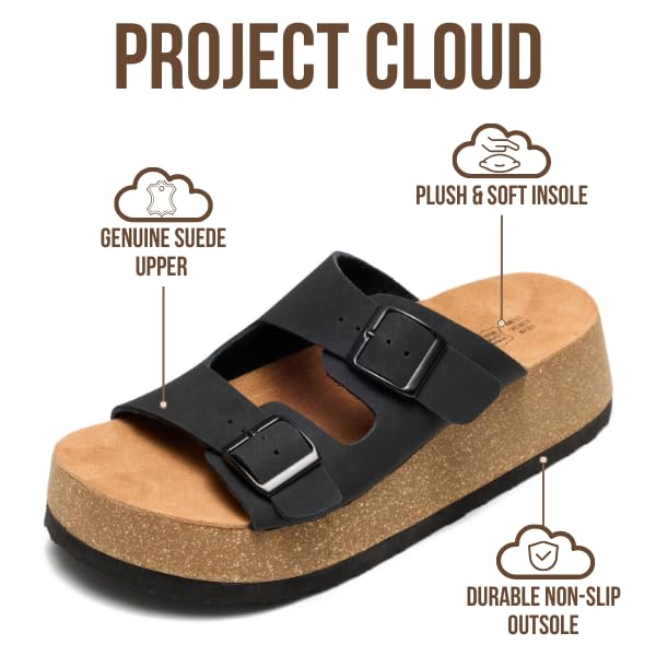Project Cloud Women's | 100% Genuine Leather Platform Sandals for Women | Plush & Soft Insole | Lightweight | Non-Slip - Barcelona - Project Cloud - Sandals -Shop Project Cloud premium footwear Now!
