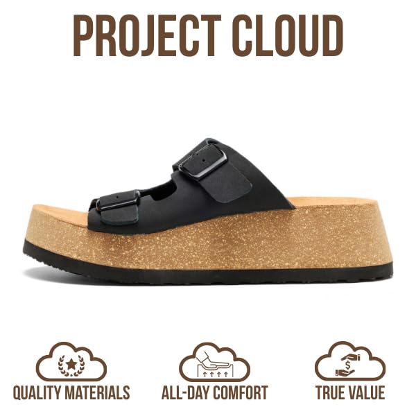 Project Cloud Women's | 100% Genuine Leather Platform Sandals for Women | Plush & Soft Insole | Lightweight | Non-Slip - Barcelona - Project Cloud - Sandals -Shop Project Cloud premium footwear Now!