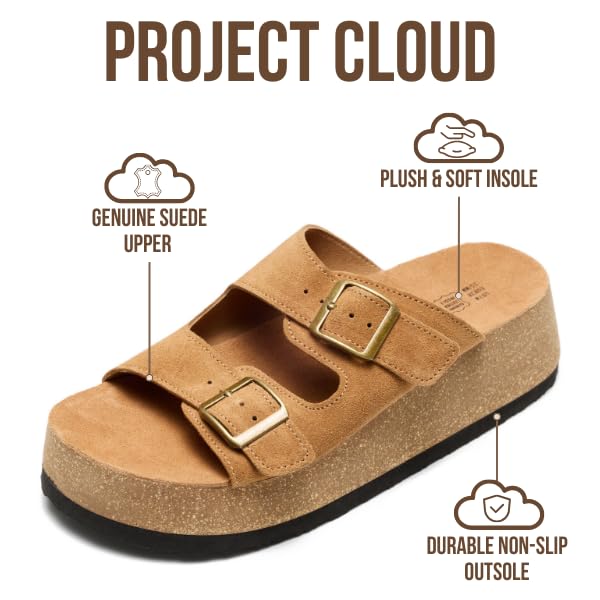 Project Cloud Women's | 100% Genuine Leather Platform Sandals for Women | Plush & Soft Insole | Lightweight | Non-Slip - Barcelona - Project Cloud - Sandals -Shop Project Cloud premium footwear Now!