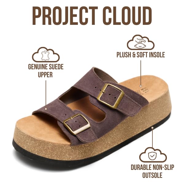 Project Cloud Women's | 100% Genuine Leather Platform Sandals for Women | Plush & Soft Insole | Lightweight | Non-Slip - Barcelona - Project Cloud - Sandals -Shop Project Cloud premium footwear Now!
