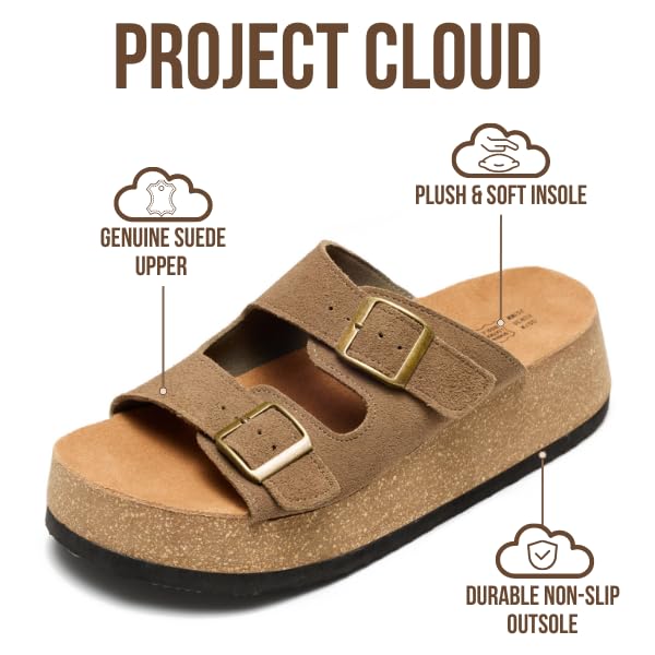 Project Cloud Women's | 100% Genuine Leather Platform Sandals for Women | Plush & Soft Insole | Lightweight | Non-Slip - Barcelona - Project Cloud - Sandals -Shop Project Cloud premium footwear Now!