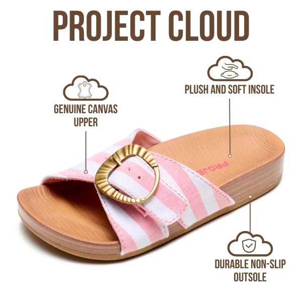 Project Cloud Kids | Eco-Leather Adjustable Buckle Toddler Slides | Plush & Soft Insole | Lightweight | Non-Slip - Beaming Kids - Project Cloud - Sandals -Shop Project Cloud premium footwear Now!