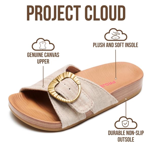 Project Cloud Kids | Eco-Leather Adjustable Buckle Toddler Slides | Plush & Soft Insole | Lightweight | Non-Slip - Beaming Kids - Project Cloud - Sandals -Shop Project Cloud premium footwear Now!