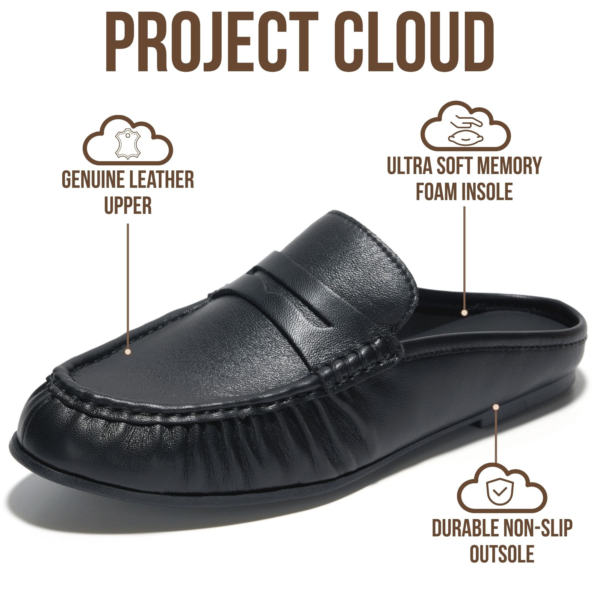 Project Cloud Women's | 100% Genuine Leather Penny Loafers | Memory Foam Insole | Lightweight | Non-Slip - Becker