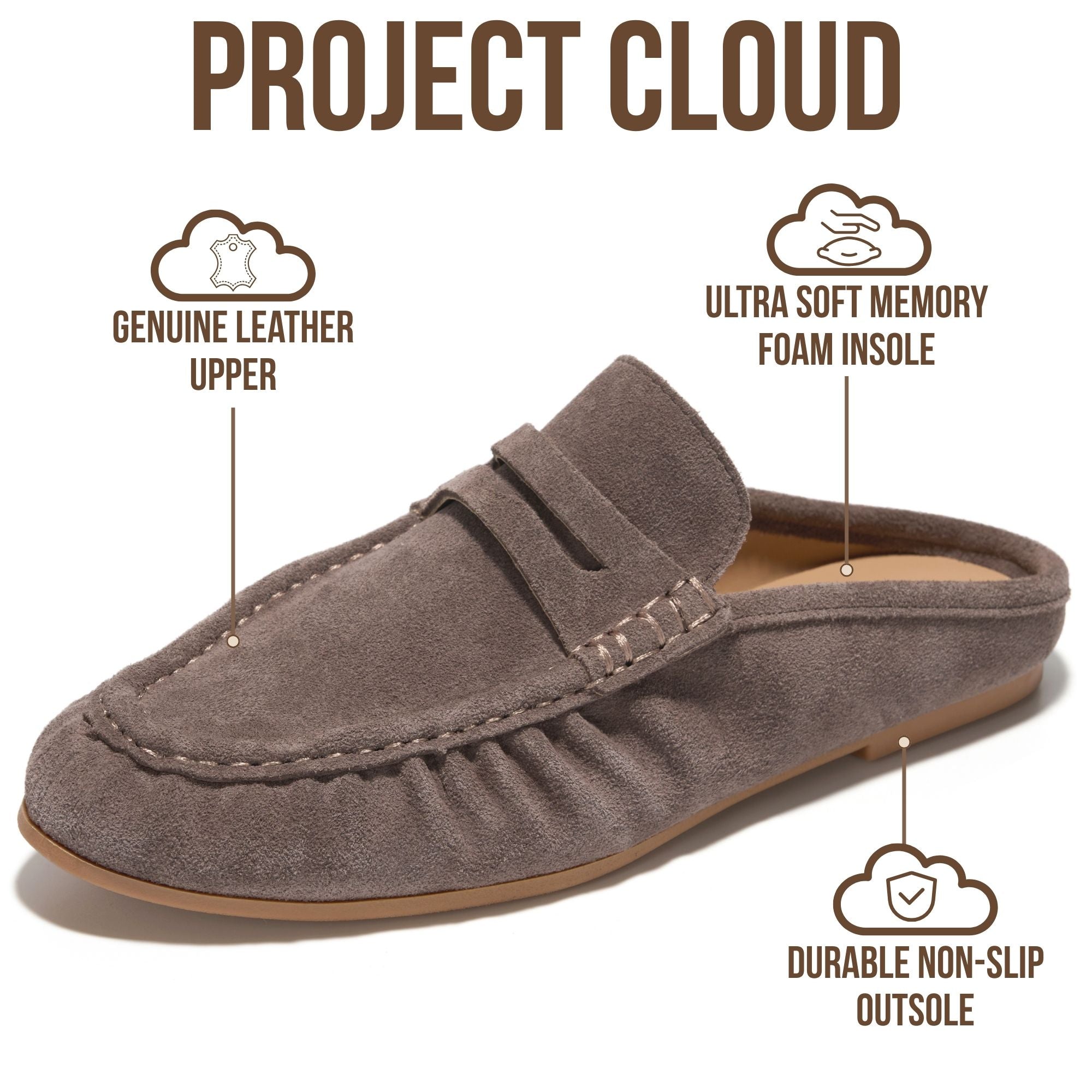 Project Cloud Women's | 100% Genuine Leather Penny Loafers | Memory Foam Insole | Lightweight | Non-Slip - Becker