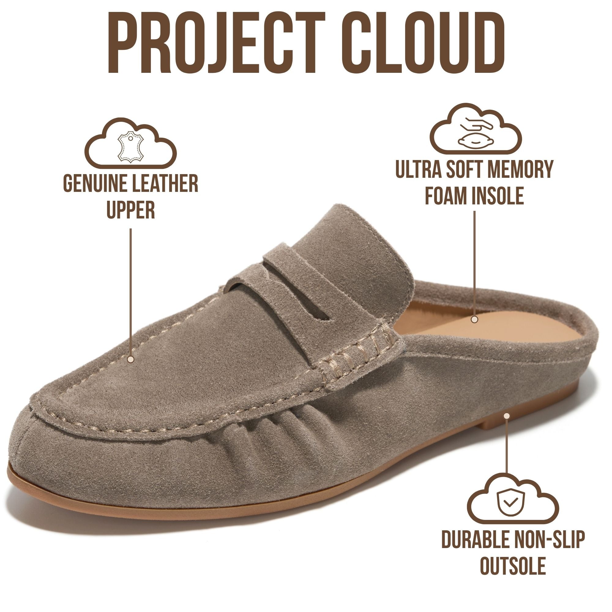 Project Cloud Women's | 100% Genuine Leather Penny Loafers | Memory Foam Insole | Lightweight | Non-Slip - Becker