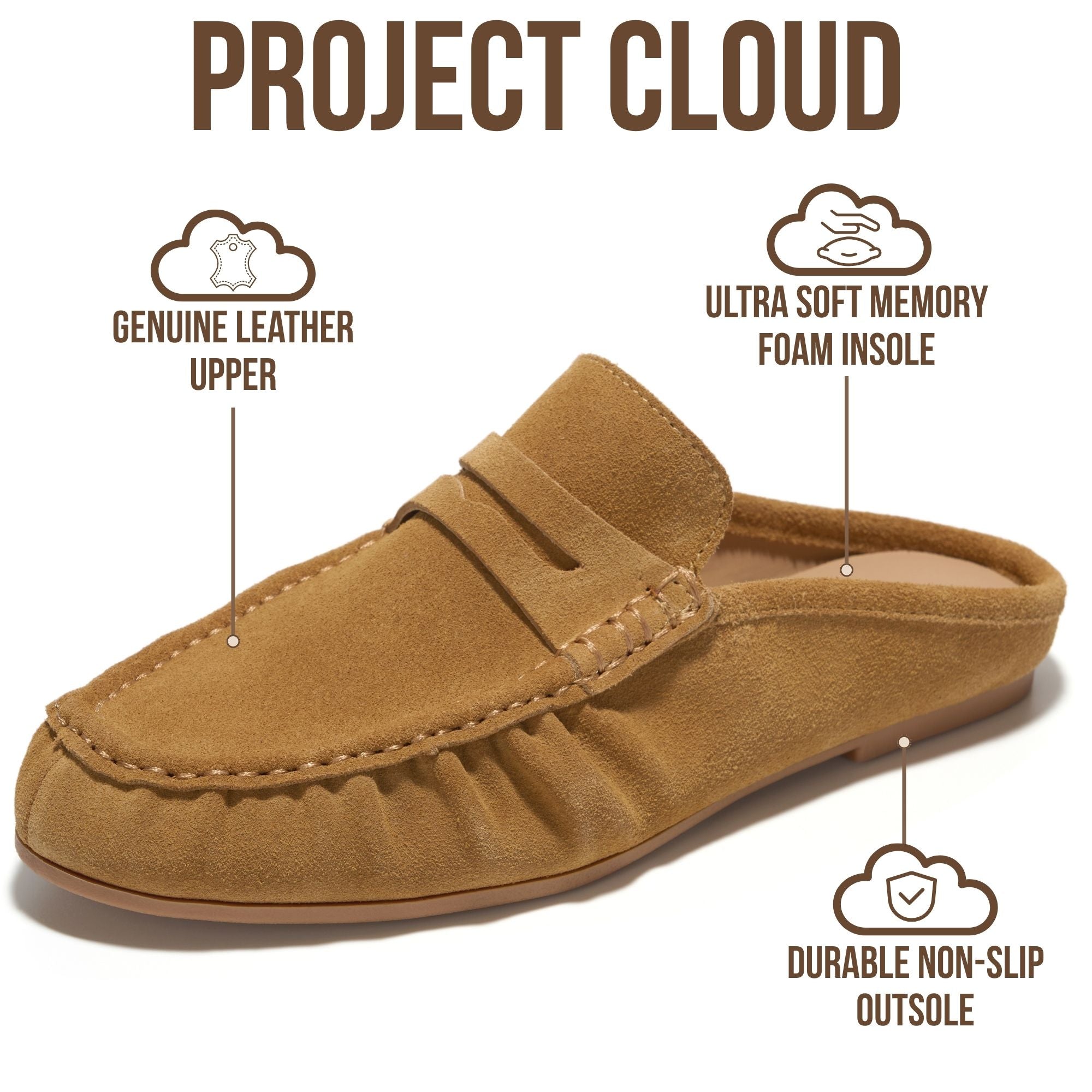 Project Cloud Women's | 100% Genuine Leather Penny Loafers | Memory Foam Insole | Lightweight | Non-Slip - Becker
