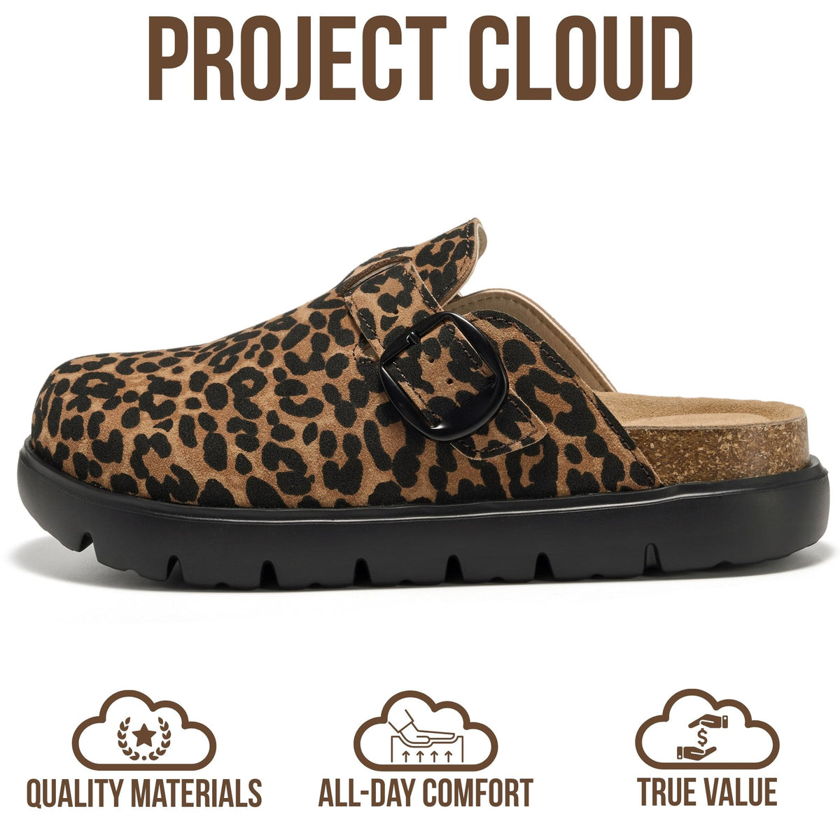 Project Cloud de mujer | Zuecos de cuero genuino | ProjectPlush | Ligeros | Antideslizantes - Benton Chunky