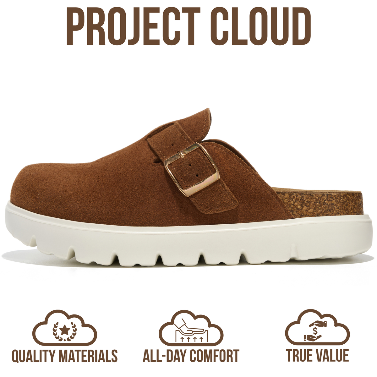 Project Cloud Women's | Genuine Leather Clogs | ProjectPlush | Lightweight | Non-Slip - Benton Chunky - Project Cloud - Clogs -Shop Project Cloud premium footwear Now!