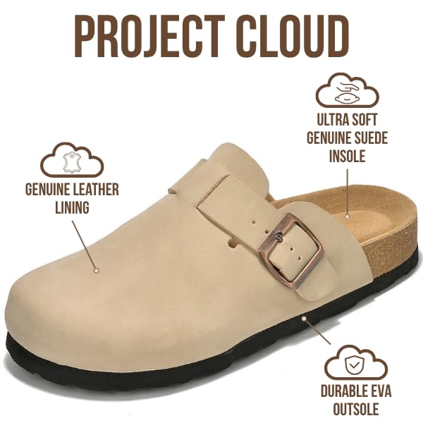 Zuecos de cuero para mujer Benton de Project Cloud: espuma viscoelástica y soporte 