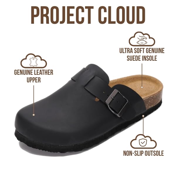 Project Cloud Women's | Genuine Suede Footbed Clogs | ProjectPlush | Lightweight | Non-Slip - Benton