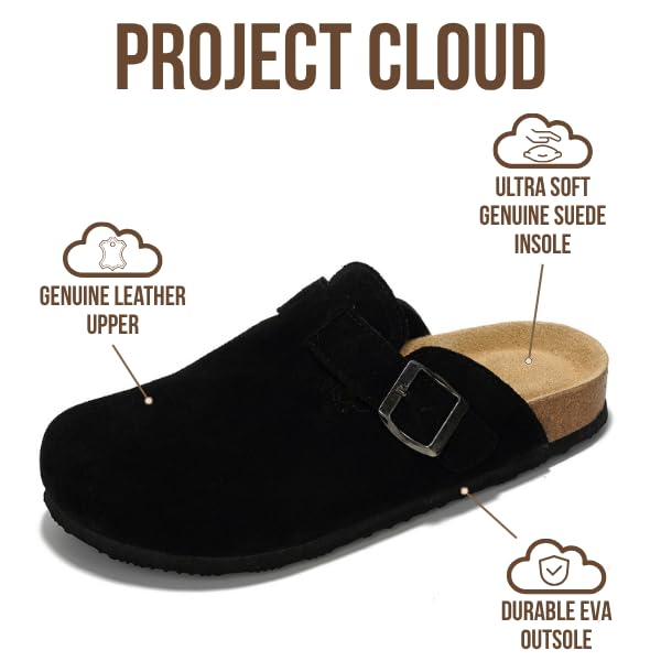 Zuecos de cuero para mujer Benton de Project Cloud: espuma viscoelástica y soporte 