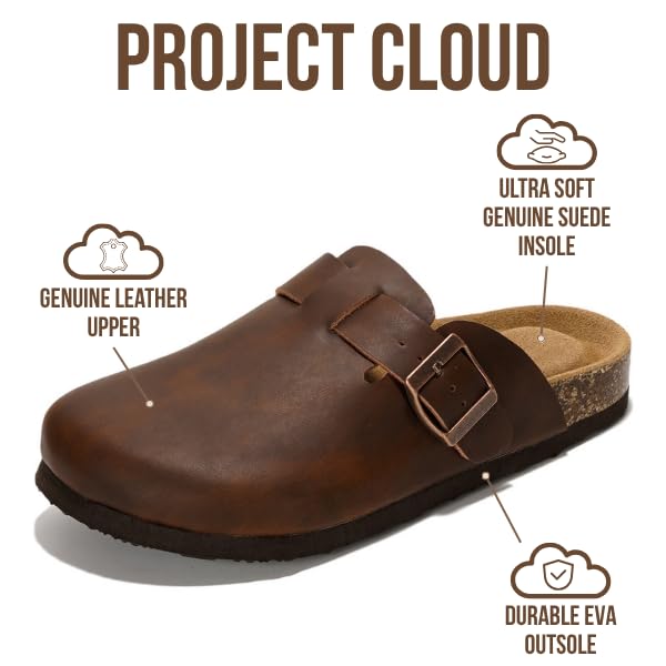 Project Cloud Women's | Genuine Suede Footbed Clogs | ProjectPlush | Lightweight | Non-Slip - Benton