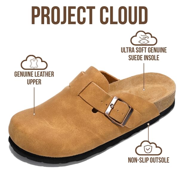 Zuecos de cuero para mujer Benton de Project Cloud: espuma viscoelástica y soporte 