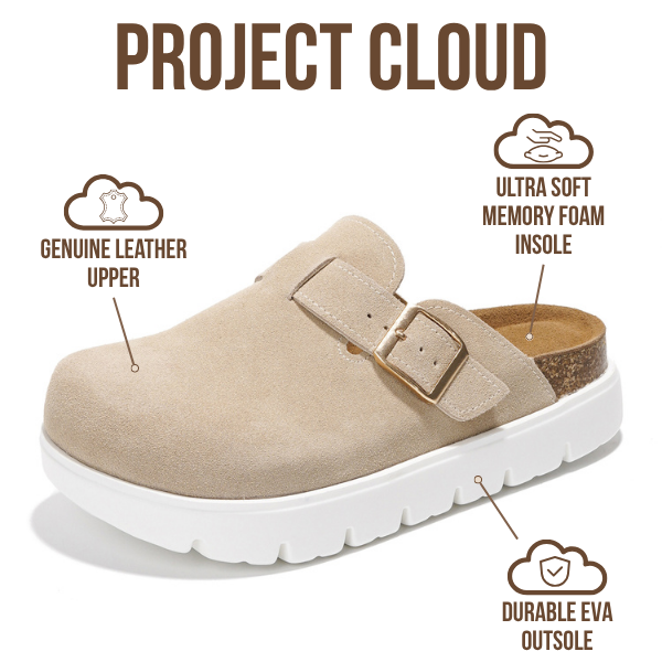Project Cloud | "Benton Chunky" Women Clogs | Genuine Leather | Arch Support | ProjectPlush | Lightweight | Non-Slip