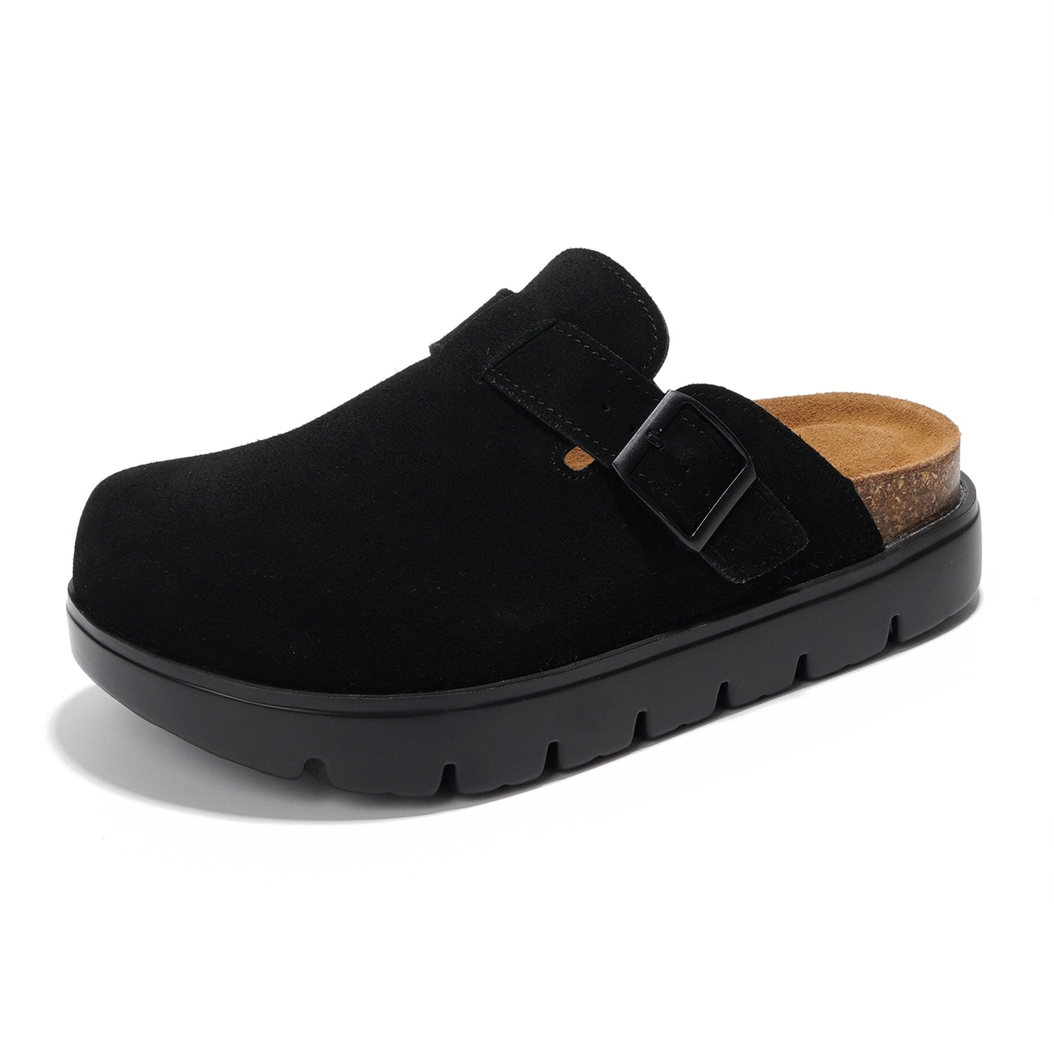 Benton Chunky de Project Cloud: Zuecos de plataforma de cuero para mujer, cómodos 