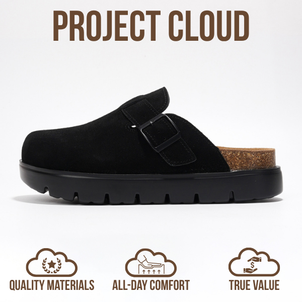 Benton Chunky de Project Cloud: Zuecos de plataforma de cuero para mujer, cómodos 