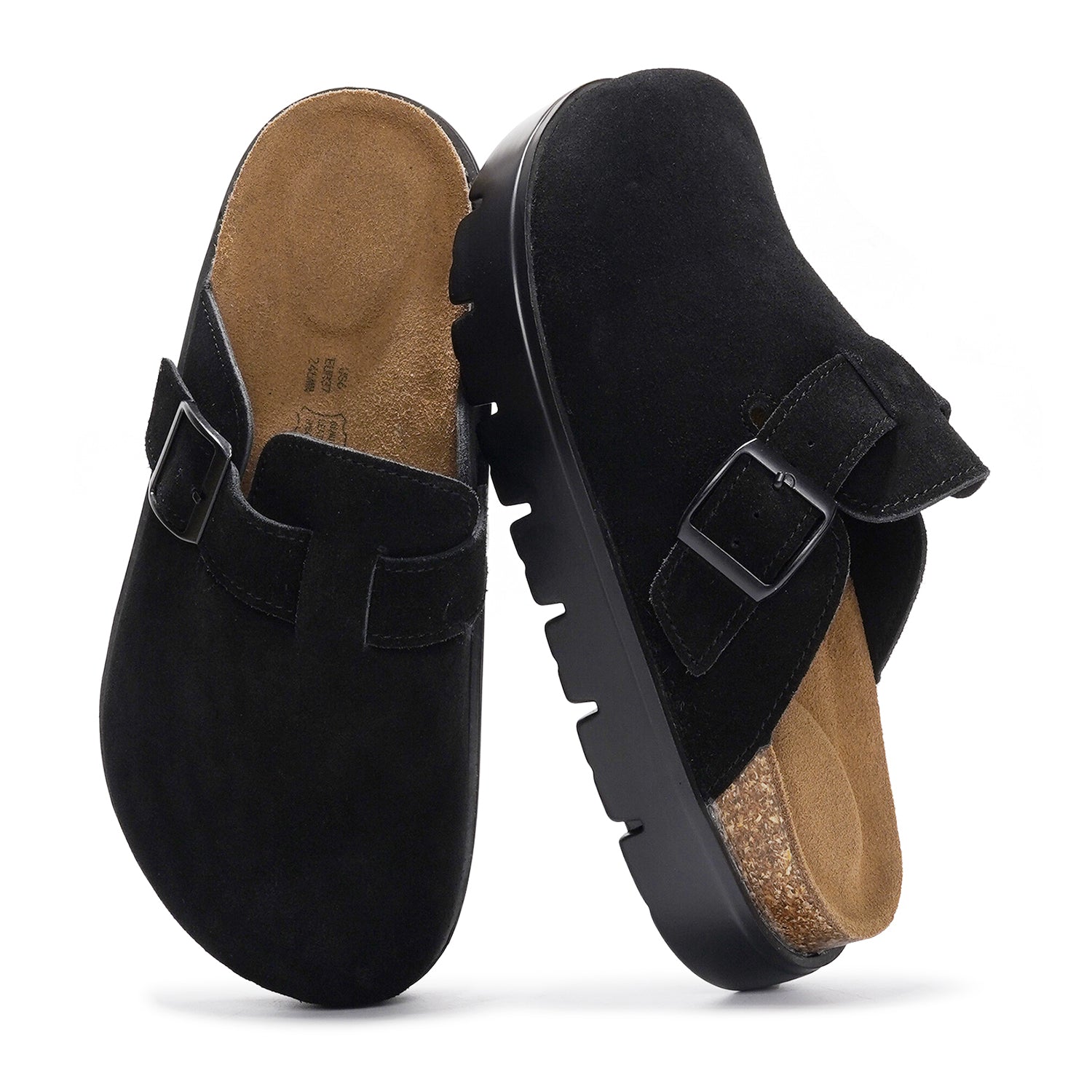 Benton Chunky de Project Cloud: Zuecos de plataforma de cuero para mujer, cómodos 