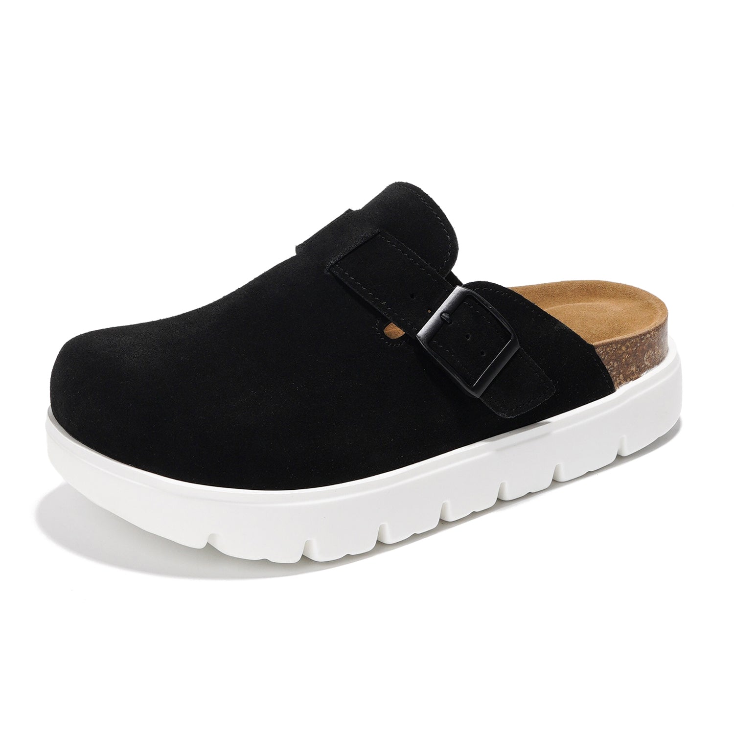 Benton Chunky de Project Cloud: Zuecos de plataforma de cuero para mujer, cómodos 