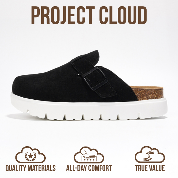 Benton Chunky de Project Cloud: Zuecos de plataforma de cuero para mujer, cómodos 