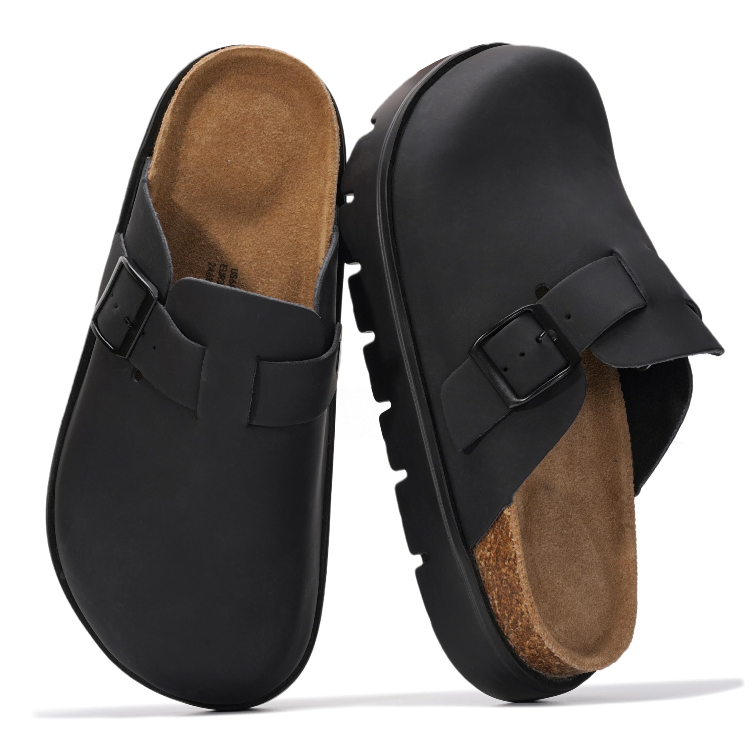 Benton Chunky de Project Cloud: Zuecos de plataforma de cuero para mujer, cómodos 