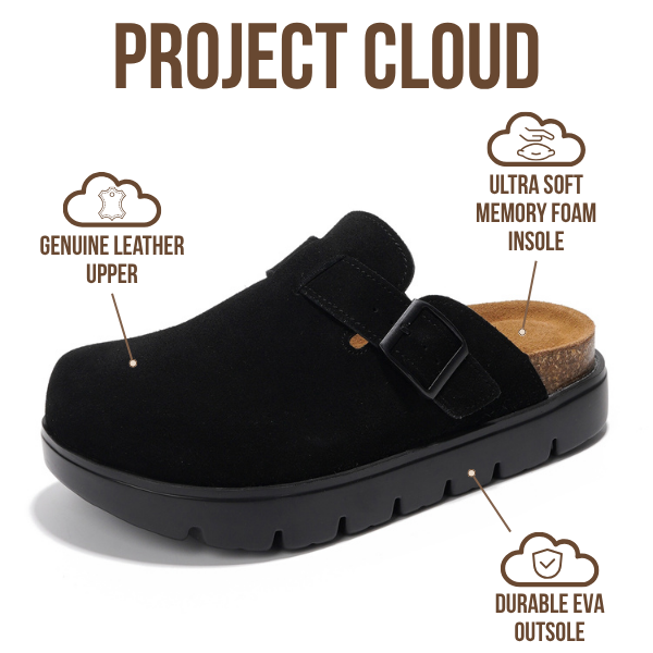 Project Cloud | "Benton Chunky" Women Clogs | Genuine Leather | Arch Support | ProjectPlush | Lightweight | Non-Slip