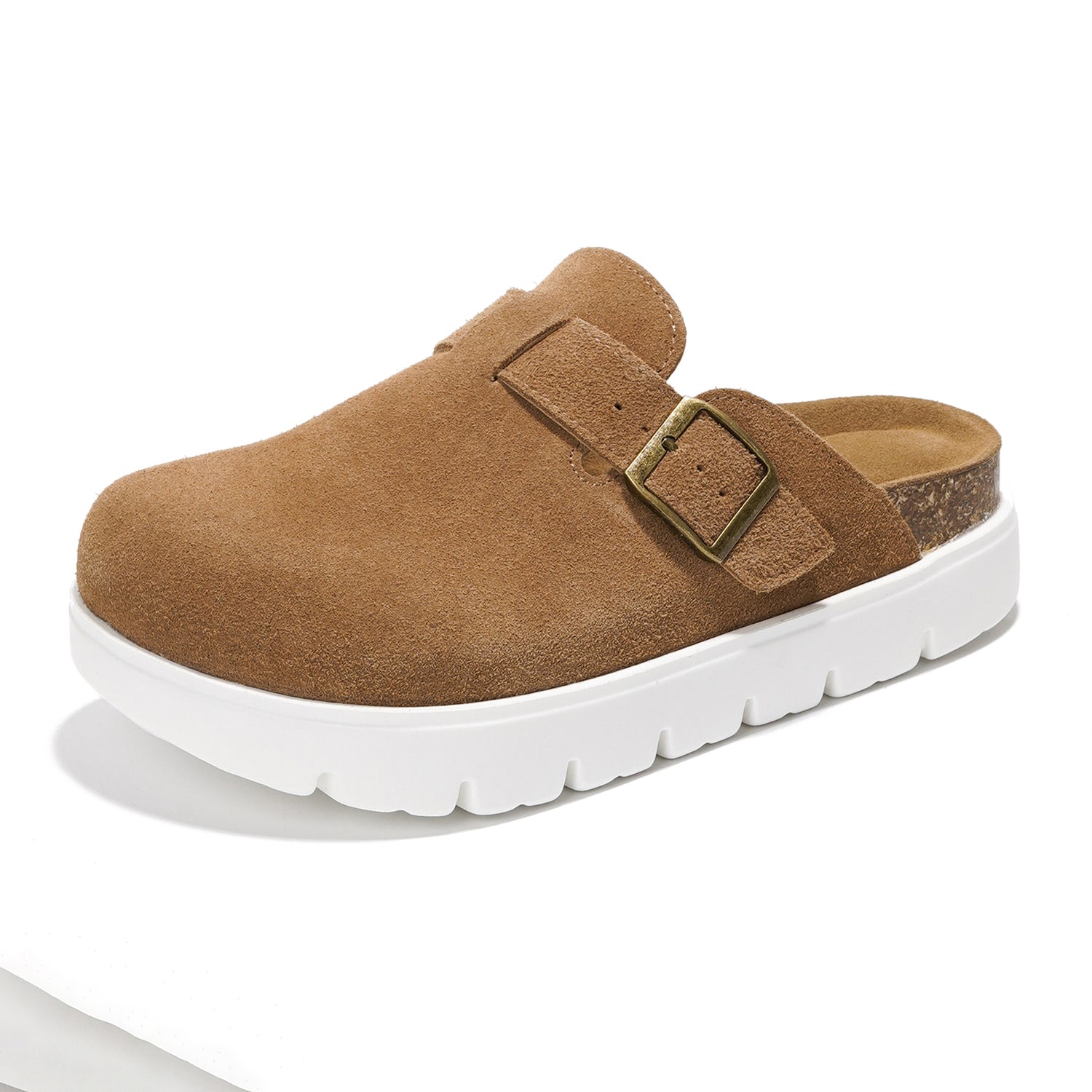Benton Chunky de Project Cloud: Zuecos de plataforma de cuero para mujer, cómodos 