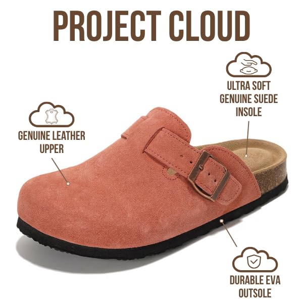 Zuecos de cuero para mujer Benton de Project Cloud: espuma viscoelástica y soporte 