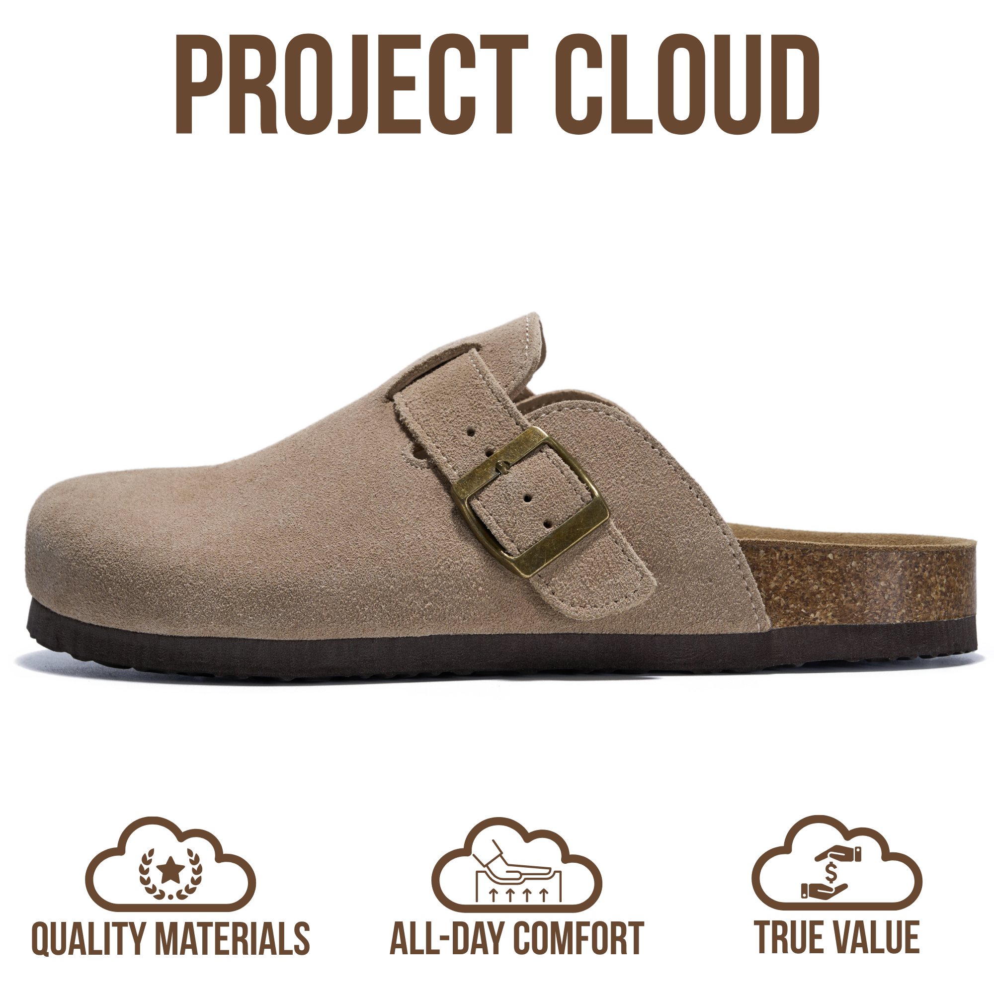 Project Cloud Women's | Genuine Suede Footbed Clogs | ProjectPlush | Lightweight | Non-Slip - Benton