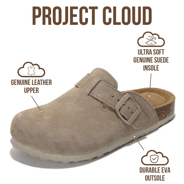 Zuecos de cuero para mujer Benton de Project Cloud: espuma viscoelástica y soporte 