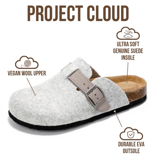 Zuecos de cuero para mujer Benton de Project Cloud: espuma viscoelástica y soporte 