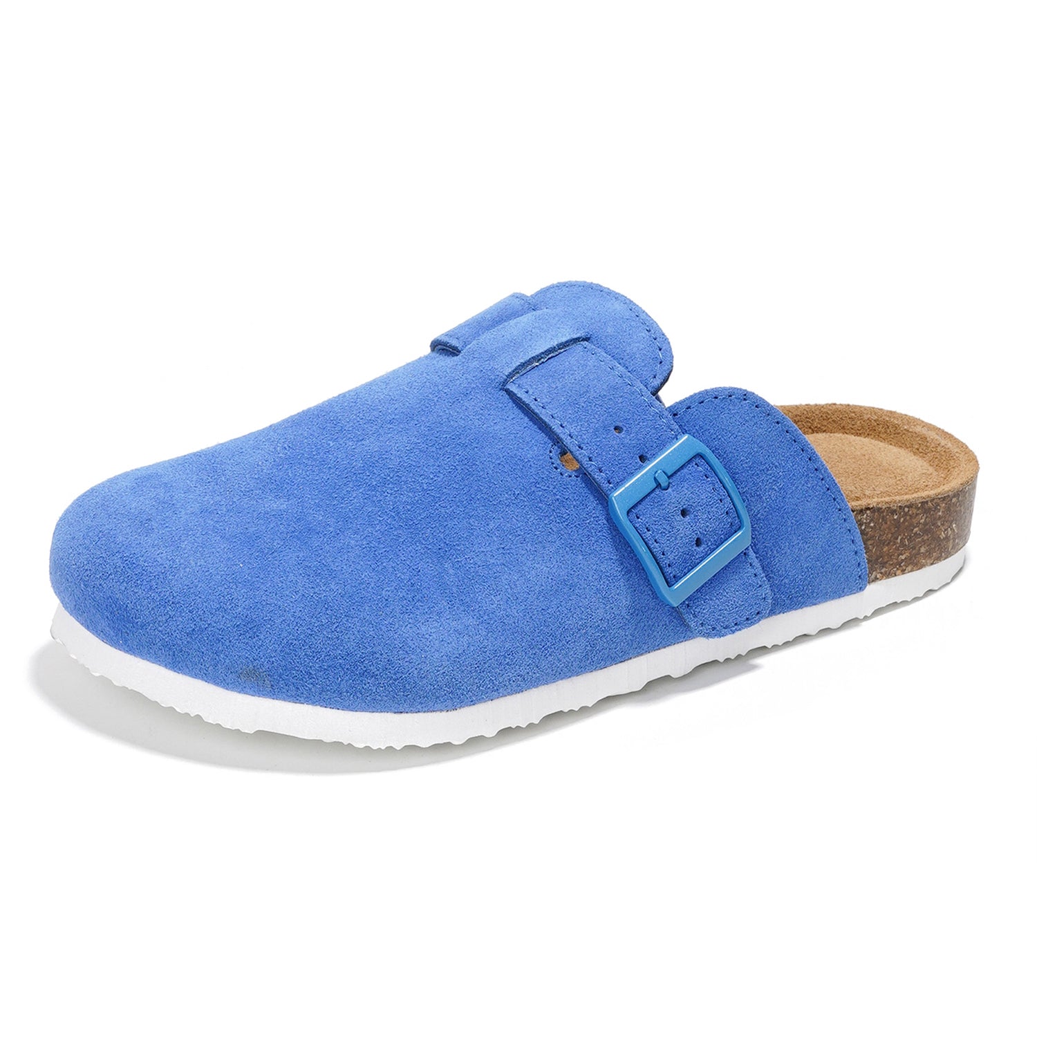 Project Cloud Women's Benton Clogs in blue suede with buckle detail