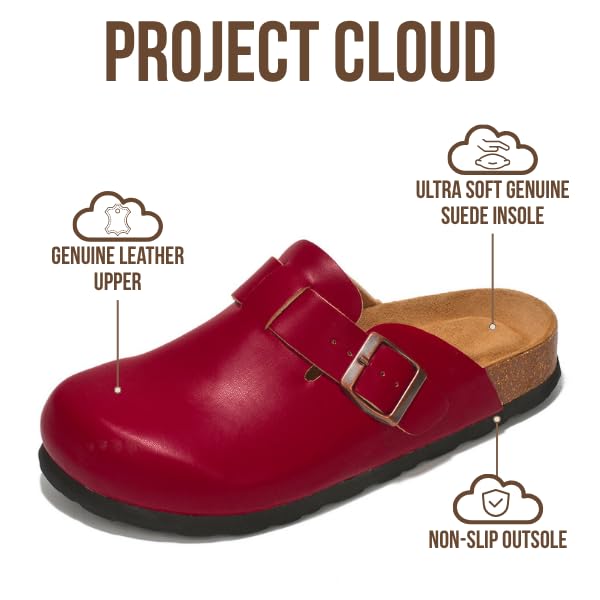 Zuecos de cuero para mujer Benton de Project Cloud: espuma viscoelástica y soporte 
